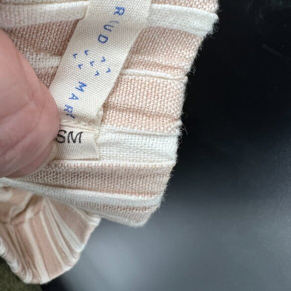 Proud Mary Striped Playa cotton Pants wide leg high rise coastal grandma tan S/M - Picture 12 of 13